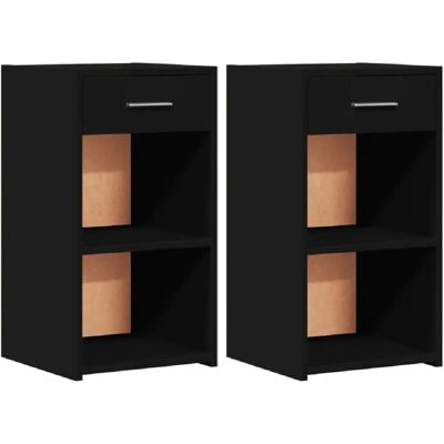 Decoshop26 lot de 2 chevets tiroir - Noir - Publicité Decoshop26 lot de 2 chevets tiroir - Noir - Publicité