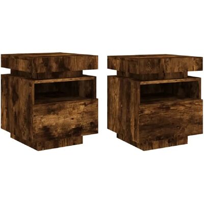 Decoshop26 lot de 2 tables de chevet LED - Chêne - Publicité Decoshop26 lot de 2 tables de chevet LED - Chêne - Publicité