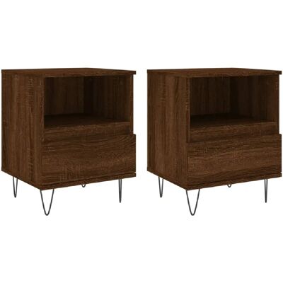 Decoshop26 Lot de 2 tables de chevet tiroir métal - Chêne - Publicité Decoshop26 Lot de 2 tables de chevet tiroir métal - Chêne - Publicité