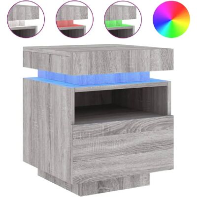 Decoshop26 Table de chevet tiroir LED - Gris - Publicité Decoshop26 Table de chevet tiroir LED - Gris - Publicité