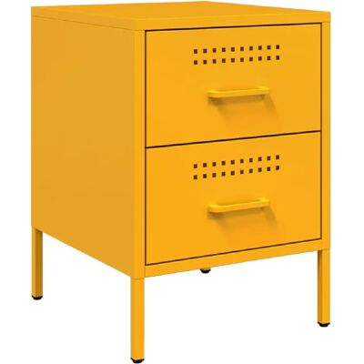 Decoshop26 Table de chevet métal 2 tiroirs - Moutarde - Publicité Decoshop26 Table de chevet métal 2 tiroirs - Moutarde - Publicité
