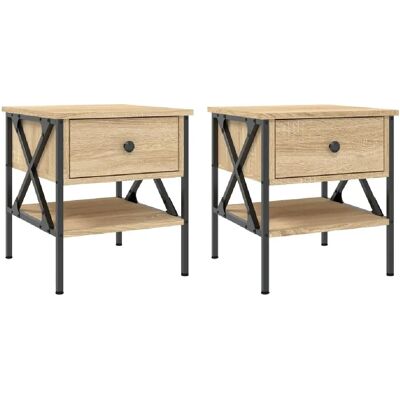 Decoshop26 Lot de 2 chevets tiroir - Chêne - Publicité Decoshop26 Lot de 2 chevets tiroir - Chêne - Publicité