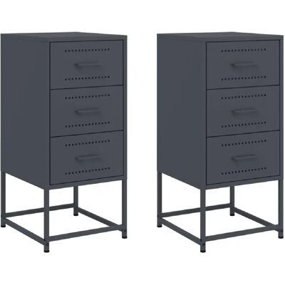 Decoshop26 Lot de 2 chevets 3 tiroirs métal - Anthracite - Publicité Decoshop26 Lot de 2 chevets 3 tiroirs métal - Anthracite - Publicité