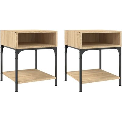 Decoshop26 Lot de 2 chevets étagère - Chêne - Publicité Decoshop26 Lot de 2 chevets étagère - Chêne - Publicité