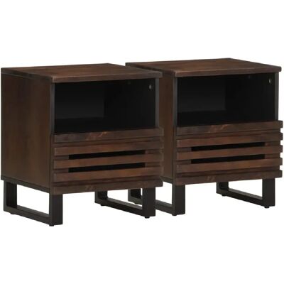 Decoshop26 Lot de 2 tables de chevet tiroir - Marron - Publicité Decoshop26 Lot de 2 tables de chevet tiroir - Marron - Publicité