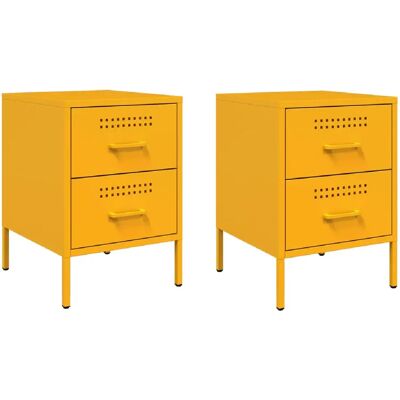 Decoshop26 lot de 2 tables de chevet métal - Moutarde - Publicité Decoshop26 lot de 2 tables de chevet métal - Moutarde - Publicité
