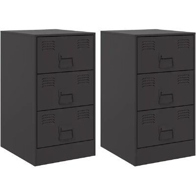 Decoshop26 lot de 2 chevets 3 tiroirs - Noir - Publicité Decoshop26 lot de 2 chevets 3 tiroirs - Noir - Publicité