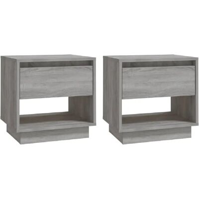 Decoshop26 lot de 2 tables de chevet tiroir - Gris - Publicité Decoshop26 lot de 2 tables de chevet tiroir - Gris - Publicité