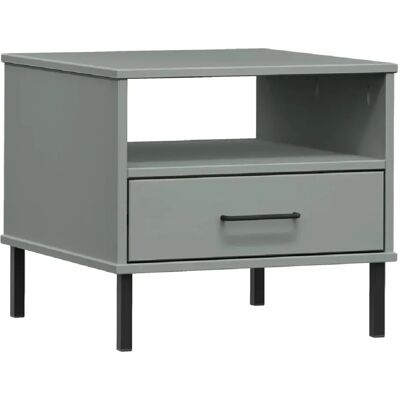 Decoshop26 Table de chevet bois de pin - Gris - Publicité Decoshop26 Table de chevet bois de pin - Gris - Publicité
