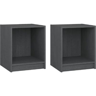 Decoshop26 Lot de 2 tables de chevet avec niche - Gris - Publicité Decoshop26 Lot de 2 tables de chevet avec niche - Gris - Publicité