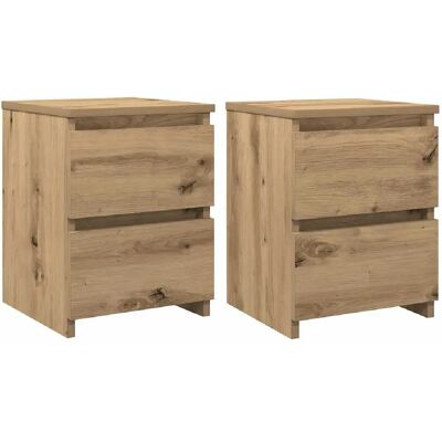 Decoshop26 Lot de 2 chevets à tiroirs - Chêne - Publicité Decoshop26 Lot de 2 chevets à tiroirs - Chêne - Publicité
