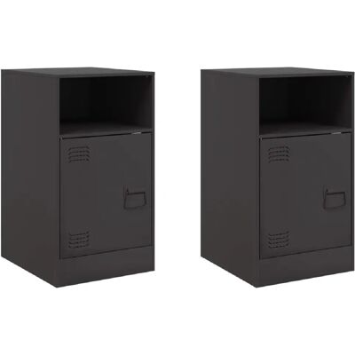 Decoshop26 Lot de 2 chevets métal - Noir - Publicité Decoshop26 Lot de 2 chevets métal - Noir - Publicité