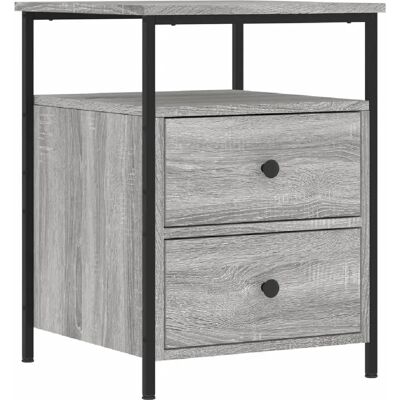 Decoshop26 Table de chevet avec deux tiroirs et étagère 44 x 45 x 60 cm bois d'ingénierie gris DEC034669 - Publicité Decoshop26 Table de chevet avec deux tiroirs et étagère 44 x 45 x 60 cm bois d'ingénierie gris DEC034669 - Publicité