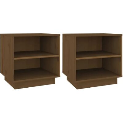 Decoshop26 Lot de 2 chevets étagère - Marron - Publicité Decoshop26 Lot de 2 chevets étagère - Marron - Publicité