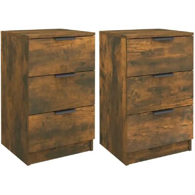 Decoshop26 Lot de 2 tables de chevet 3 tiroirs - Marron - Publicité Decoshop26 Lot de 2 tables de chevet 3 tiroirs - Marron - Publicité