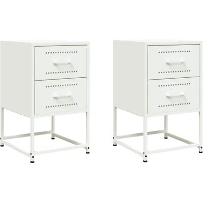 Decoshop26 Lot de 2 tables de chevet métal - Blanc - Publicité Decoshop26 Lot de 2 tables de chevet métal - Blanc - Publicité