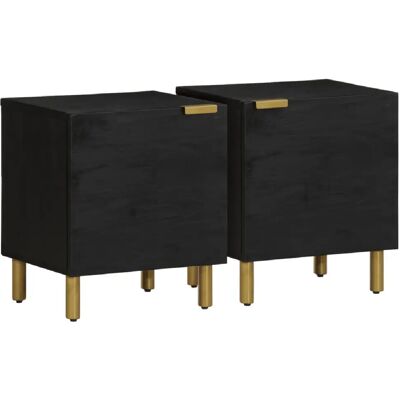 Decoshop26 Lot de 2 chevets porte et tiroir - Noir - Publicité Decoshop26 Lot de 2 chevets porte et tiroir - Noir - Publicité