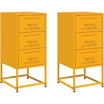 Decoshop26 lot de 2 chevets métal - Moutarde - Publicité Decoshop26 lot de 2 chevets métal - Moutarde - Publicité