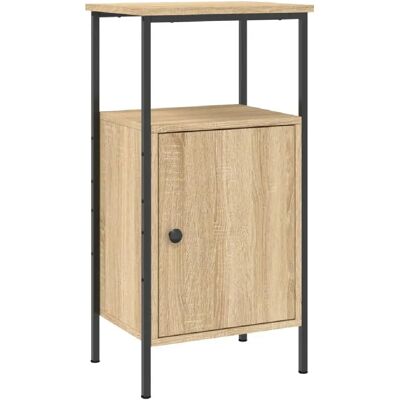 Decoshop26 Table de chevet avec porte - Chêne clair - Publicité Decoshop26 Table de chevet avec porte - Chêne clair - Publicité