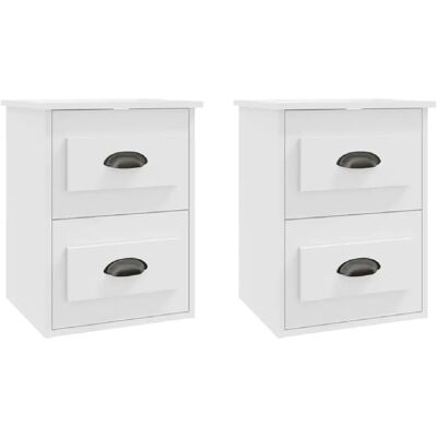 Decoshop26 Lot de 2 chevets muraux - Blanc - Publicité Decoshop26 Lot de 2 chevets muraux - Blanc - Publicité