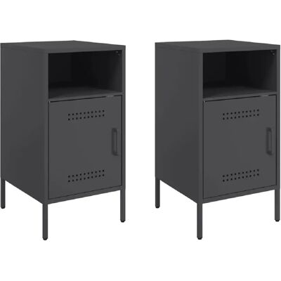 Decoshop26 Lot de 2 chevets porte - Noir - Publicité Decoshop26 Lot de 2 chevets porte - Noir - Publicité