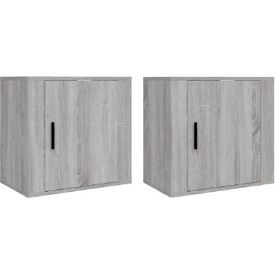 Decoshop26 Lot de 2 chevets muraux avec porte - Gris - Publicité Decoshop26 Lot de 2 chevets muraux avec porte - Gris - Publicité