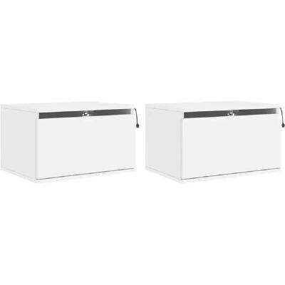 Decoshop26 Lot de 2 tables de chevet murales LED - Blanc - Publicité Decoshop26 Lot de 2 tables de chevet murales LED - Blanc - Publicité