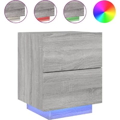 Decoshop26 Table de chevet LED avec tiroir - Gris - Publicité Decoshop26 Table de chevet LED avec tiroir - Gris - Publicité