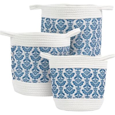 Linnea Lot de 3 paniers de rangement - Bleu - Publicité Linnea Lot de 3 paniers de rangement - Bleu - Publicité