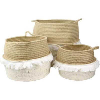 Linnea lot de 3 paniers de rangement - Blanc - Publicité Linnea lot de 3 paniers de rangement - Blanc - Publicité