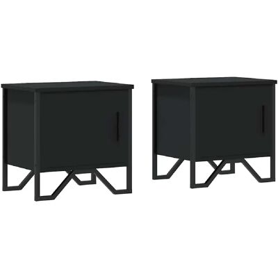 Decoshop26 lot de 2 chevets porte - Noir - Publicité Decoshop26 lot de 2 chevets porte - Noir - Publicité