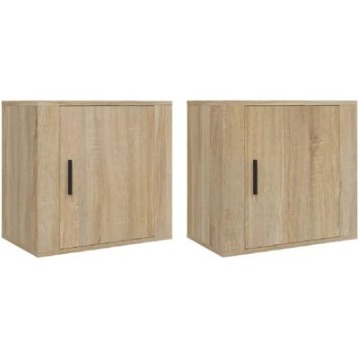 Decoshop26 Lot de 2 chevets muraux à porte - Chêne - Publicité Decoshop26 Lot de 2 chevets muraux à porte - Chêne - Publicité