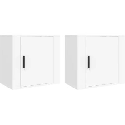 Decoshop26 Lot de 2 chevets muraux avec porte - Blanc - Publicité Decoshop26 Lot de 2 chevets muraux avec porte - Blanc - Publicité