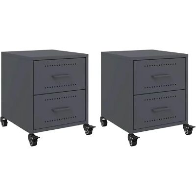 Decoshop26 Lot de 2 chevets à tiroirs - Anthracite - Publicité Decoshop26 Lot de 2 chevets à tiroirs - Anthracite - Publicité