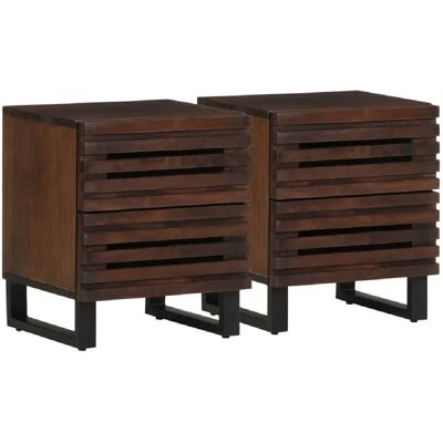 Decoshop26 Lot de 2 tables de chevet avec deux tiroirs 40 x 34 x 46 cm bois de manguier marron et acier DEC034796 - Publicité Decoshop26 Lot de 2 tables de chevet avec deux tiroirs 40 x 34 x 46 cm bois de manguier marron et acier DEC034796 - Publicité