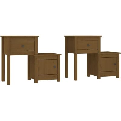 Decoshop26 Lot de 2 chevets avec tiroir - Miel - Publicité Decoshop26 Lot de 2 chevets avec tiroir - Miel - Publicité