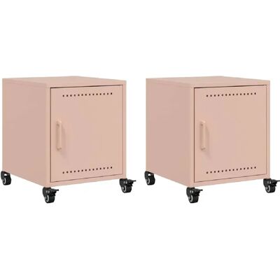 Decoshop26 Lot de 2 tables de chevet sur roulettes - Rose - Publicité Decoshop26 Lot de 2 tables de chevet sur roulettes - Rose - Publicité