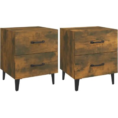 Decoshop26 Lot de 2 tables de chevet industrielles - Chêne - Publicité Decoshop26 Lot de 2 tables de chevet industrielles - Chêne - Publicité