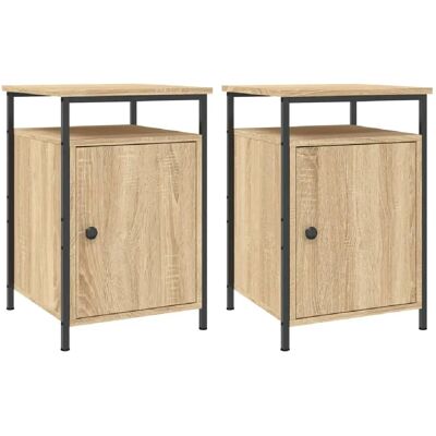 Decoshop26 lot de 2 chevets à porte - Chêne - Publicité Decoshop26 lot de 2 chevets à porte - Chêne - Publicité