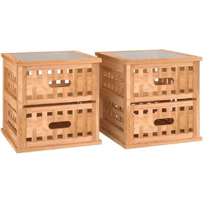 Decoshop26 lot 2 tables de chevet bois - Marron - Publicité Decoshop26 lot 2 tables de chevet bois - Marron - Publicité