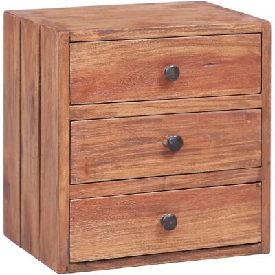 Decoshop26 Table de chevet avec 3 tiroirs 35 x 25 x 35 cm bois d'acajou massif DEC033110 - Publicité Decoshop26 Table de chevet avec 3 tiroirs 35 x 25 x 35 cm bois d'acajou massif DEC033110 - Publicité