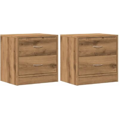 Decoshop26 lot de 2 chevets 2 tiroirs - Chêne - Publicité Decoshop26 lot de 2 chevets 2 tiroirs - Chêne - Publicité