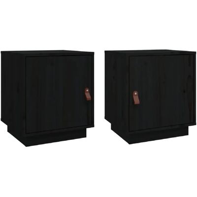 Decoshop26 lot de 2 tables de chevet avec porte - Noir - Publicité Decoshop26 lot de 2 tables de chevet avec porte - Noir - Publicité