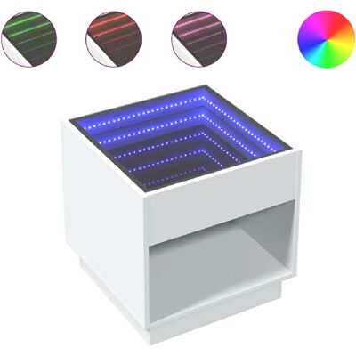 Decoshop26 table de chevet avec miroir LED - Blanc - Publicité Decoshop26 table de chevet avec miroir LED - Blanc - Publicité