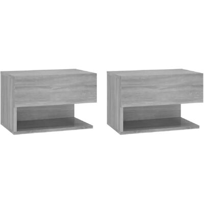 Decoshop26 Lot de 2 tables de chevet murales avec tiroir - Gris - Publicité Decoshop26 Lot de 2 tables de chevet murales avec tiroir - Gris - Publicité