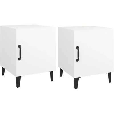 Decoshop26 Lot de 2 chevets avec porte - Blanc - Publicité Decoshop26 Lot de 2 chevets avec porte - Blanc - Publicité