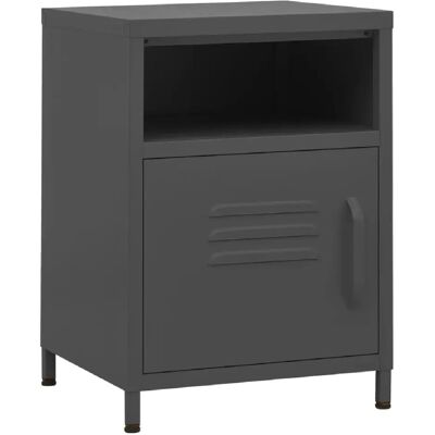 Decoshop26 Table de chevet avec étagère ouverte et porte 35 x 35 x 51 cm acier anthracite DEC033092 - Publicité Decoshop26 Table de chevet avec étagère ouverte et porte 35 x 35 x 51 cm acier anthracite DEC033092 - Publicité