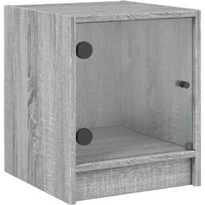Decoshop26 Table de chevet porte - Gris - Publicité Decoshop26 Table de chevet porte - Gris - Publicité