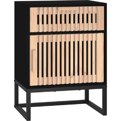 Decoshop26 Table de chevet tiroir et porte - Noir - Publicité Decoshop26 Table de chevet tiroir et porte - Noir - Publicité