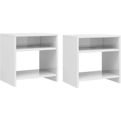 Decoshop26 lot de 2 chevets niche - Blanc - Publicité Decoshop26 lot de 2 chevets niche - Blanc - Publicité